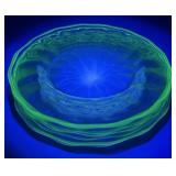 (7) Anchor Hocking Uranium Glass 8.5in Plates