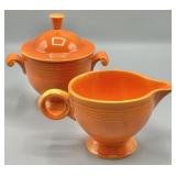 Fiestaware Orange Creamer & Sugar w/Lid