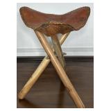 1960s Leather Saddle Tripod Stool