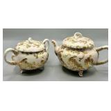 Vintage White and Gold Teapot & Sugar Bowl
