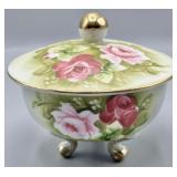 Lefton China Handpainted Rose Trinket Box