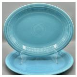 (2) Fiestaware Turquoise Oval 13in Serving Platter