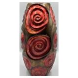 Vintage Art Vase - Bronze and Red Foiled Finish