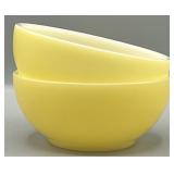 (2) Hazel Atlas Yellow Milk Glass Cereal Bowls