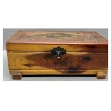 1950s Cedar Wood Handcarved Jewelry & Trinket Box