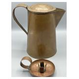 Copper Coffee Pot & Chamberstick Candle Holder