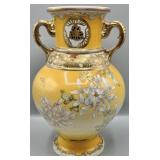 C. 1890-1910 Asian Porcelian Handled Vase w/Gilt
