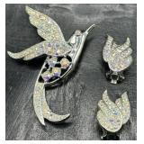 Sarah Coventry Rhinestone Brooch & Earrings