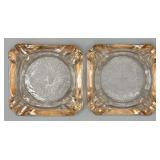 (2) Jeanette Pink Depression Starburst Ashtrays