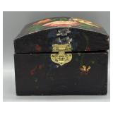 Wooden Floral  Painted Trinket Box
