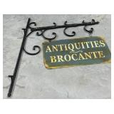 Double Sided Antique Sign w/Wrought Iron Hanger