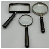 (3) Vintage Magnifying Glasses w/Wood Handles