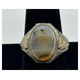 Vintage Sterling Silver Ring with Agate Stone