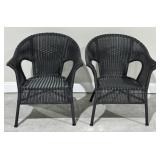 (2) All-Weather Resin Wicker Patio Armchairs