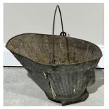 Vintage Galvanized Metal Coal/Feed Scuttle