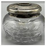 c.1920s Sterling Silver & Cut Crystal Powder Jar
