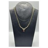 Sterling Silver Gold Tone Necklace w/Gemstones
