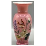 Antique Pink Opaline Cased Glass Vase
