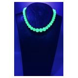 VTG Uranium Glass Choker wi/Sterling Clasp