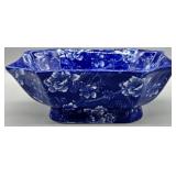 Antique Cobalt Blue Transferware Pedestal Bowl