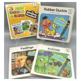 (3) Vintage Sesame Street Book & Record Sets
