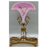 Antique Pink Hand-Painted Fan Base Epergne Stand