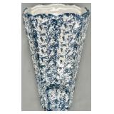 Blue & White Spongeware Glaze Ceramic Wall Pocket