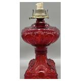 Vintage Ruby Red Oil Lamp Font and Burner