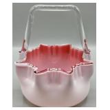 c.1850-1900 Victorian Pink Cased Glass Basket