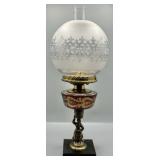 Antique Victorian Style Oil Lamp w/Etched Globe