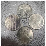 4 Liberty Silver Dollars - 1990-1993