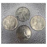 4 Liberty Silver Dollars - 1990-1993
