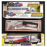 3 diecast semi trucks and trailers