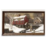 Vintage Kay Dee Linen Olde Grist Mill Farm Framed