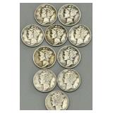 (10) Mercury 1936-1945 Dimes