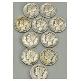 (10) Mercury 1941-1945 Dimes