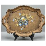 Vintage German Tole Style Handpainted Wood Tray