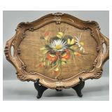 Vintage German Tole Style Handpainted Wood Tray
