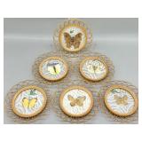 (6) Vintage Bamboo Butterfly Moth Drink Coasters