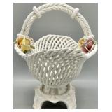 Bassano Italy Porcelain Basket w/Twisted Handle