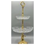 Cut Crystal 2-Tiered Serving Tray