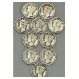 (10) Mercury 1923-1944 Dimes