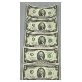 (5) Sequential 1976 $2 Bills