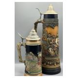 (2) Vintage German Beer Steins w/Pewter Lids