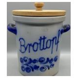 Vintage Brottopf Stoneware Bread Crock w/Wood Lid