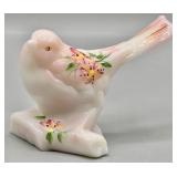 Fenton Rosalene Bird on a Log Branch Handpainted