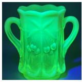 Mosser Vaseline Topaz Opalescent Spooner Vase