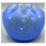 Victorian Cased Rose Bowl  w/Hand Enameled Flowers