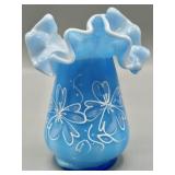 Kanawah Cased Glass Blue Overlay HP Vase