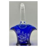 Cobalt Blue Mosser Glass Basket